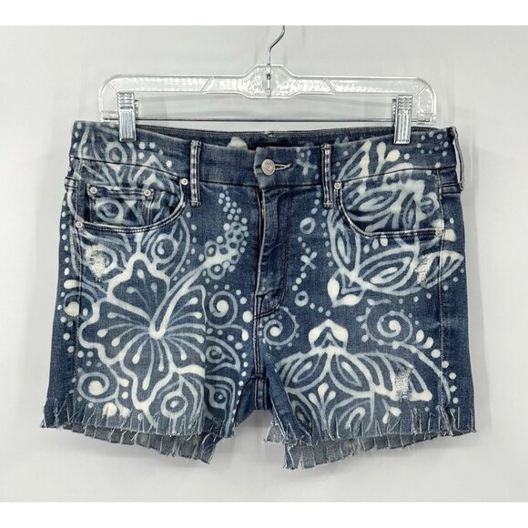 MOTHER JEAN SHORTS the looker homebound floral fringe denim cut off boho 29 - Picture 1 of 7